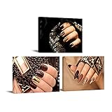 Canvbay 3 Pieces Beauty Salon Modern Canvas Wall Art Fashion Woman Painting Picture Leopard Print Nail Hand Spa Artwork Makeup and Manicure Poster Bedroom Decor Stretched Ready to Hang