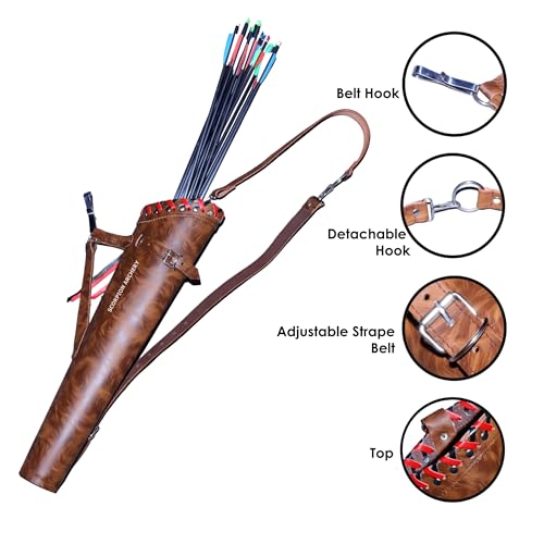 Traditional Leather Archery Quiver - Arrow Holder - Arrow Quiver - Black Quiver - Brown Quiver - Sage Quiver - Back Quiver Bow Arrow Holder - Handmade Leather Quiver Gift for him (1316 Tiger)