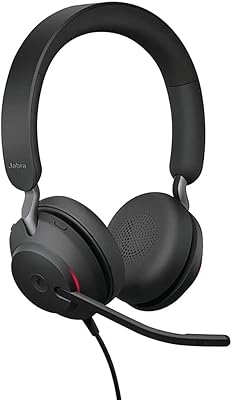 Jabra Evolve2 40 PC Headset – Noise Cancelling UC Zertifizierte Stereo Kopfhörer mit 3 Mikrofonen – USB-C Kabel – Schwarz