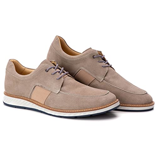 Sapato Masculino Loafer Elite Couro Premium Camurça cor:Bege;Tamanho:40