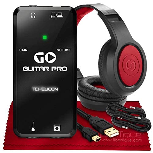 Tc-Helicon Go Guitar Pro Portable Guitar Interface For Mobile Devices + Basic Bundle - Sr360 Over-Ear Dynamic Stereo Headphones, Xpix 1/4" Trs Cables (X2) & Fibertique Microfiber Cleaning Cloth #TOP24