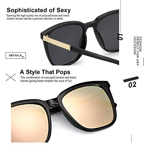 SIPHEW Oversized Square Sunglasses for Women|Lightweight Fashion Sunglasses 100% UV400 Protection|Trendy Mirrored Shade2