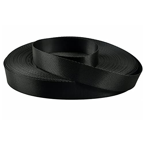 25Yard/50yard Black Nylon Webbing, Heavy Duty 0.78inch/0.98inch/1.18inch/1.25inch/1.49inch/1.96inch nylonremmar, platt nylonband for inomhus- eller utomhusutrustning, DIY-pynt, reparation/317