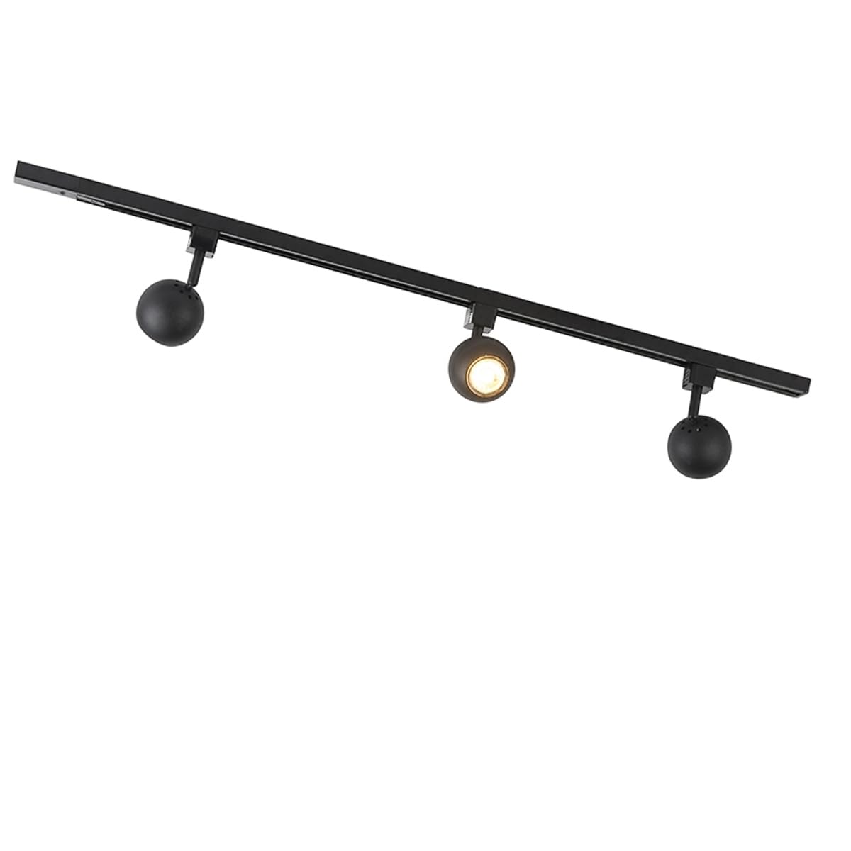 Qazqa Modern Schienensystem Lampen Komplettset, Schienenbeleuchtung, Deckenstrahler, Deckenspot - Iconic Gissi - Schwarz, 3-flammig, 100cm, Ideal als Küche lampe und