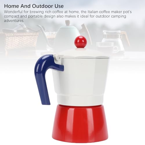 DriKou Włoski 150 ml 3 filiżanki aluminium pojedynczy zawór przenośny do pieca kubańskiego domowej roboty Camping (niebieski i czerwony)
