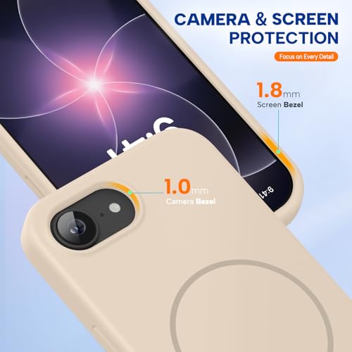Image of Miracase Magnetic for iPhone 17e Case & iPhone 16e Case, [Soft Anti-Scratch Microfiber Lining], Compatible with MagSafe, Silicone Shockproof Protection Phone Case for iPhone 17e /16e, Sand