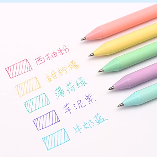 Image of Kaco Pack of 5 Pieces Gel Ink Pens Colored Ink Cute Retractable Pens for Note Taking 0.5mm Fine Point (Macarons)