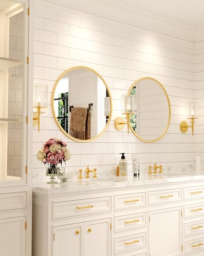 Miroir rond doré de 71cm avec cadre en métal d'exception - 4