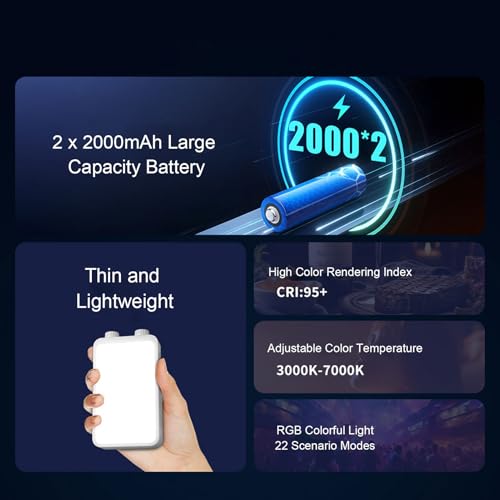 Conférence Lumières Selfies RVB 40W éclairage grand angle 120° rechargeable
