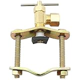 PSCCO 1PC Brass Saddle Needle Valve Self Piercing 1/4-Inch Compression Outlet