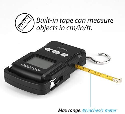 RISEPRO 75Kg / 165Ib Digital Fish Scale 1 Meter 39" with Ruler Fishing Postal Hanging Luggage Baggage