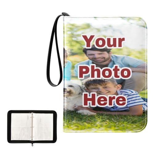 Custom Your Photo Card Binder 400 Pockets Personalized Trading Card Storage Binder Album with Sleeves Zipper Card Collection Holder Folder for Game Cards Sport Cards Sleeved Cards