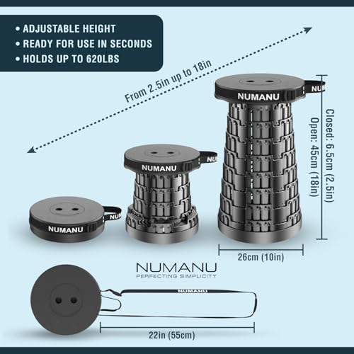 image for NUMANU 2025 Upgraded Collapsible Stool & 3IN1 Cushioned Carry Bag, Adj