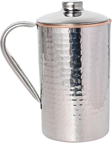 Pichet en cuivre martelé et acier ANCIENTIMPEX de 1,5L pour l'eau
