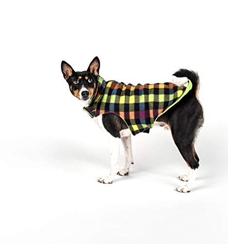 The Worthy Dog Fargo Fleece Check Dog Jacket, Adjustable Reversible With Harness Hole, Wind-Resistant, Winter Outdoor Clothes For Pets, Red - 14'' #TOP4