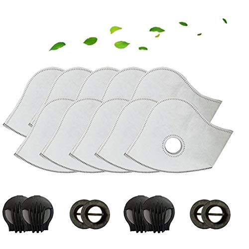 Set of 10 Activated Carbon for PM2.5 Filters with 4 Exhaust Valves Replacement Dust，Active Carbon Filters for Mesh or Neoprene Mask