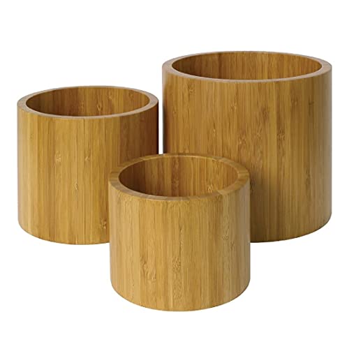 Elevadores de bambú Olympia GL073 juego de 3 soportes de madera para platos y bandejas