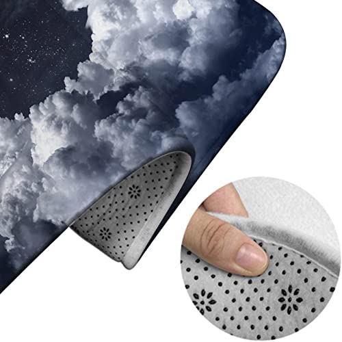 Badezimmerteppich-Set, 3-teilig, bewölkter Nachthimmel mit Sternen, waschbare Badeteppiche, rutschfest, mit Rückenpolster, Konturteppich und Toilettendeckelbezug – Bild 5