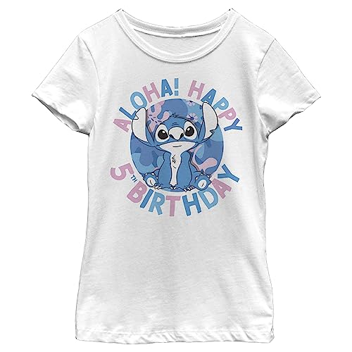 Disney Lilo Stitch 5th Birthday Girl's Solid Crew Tee