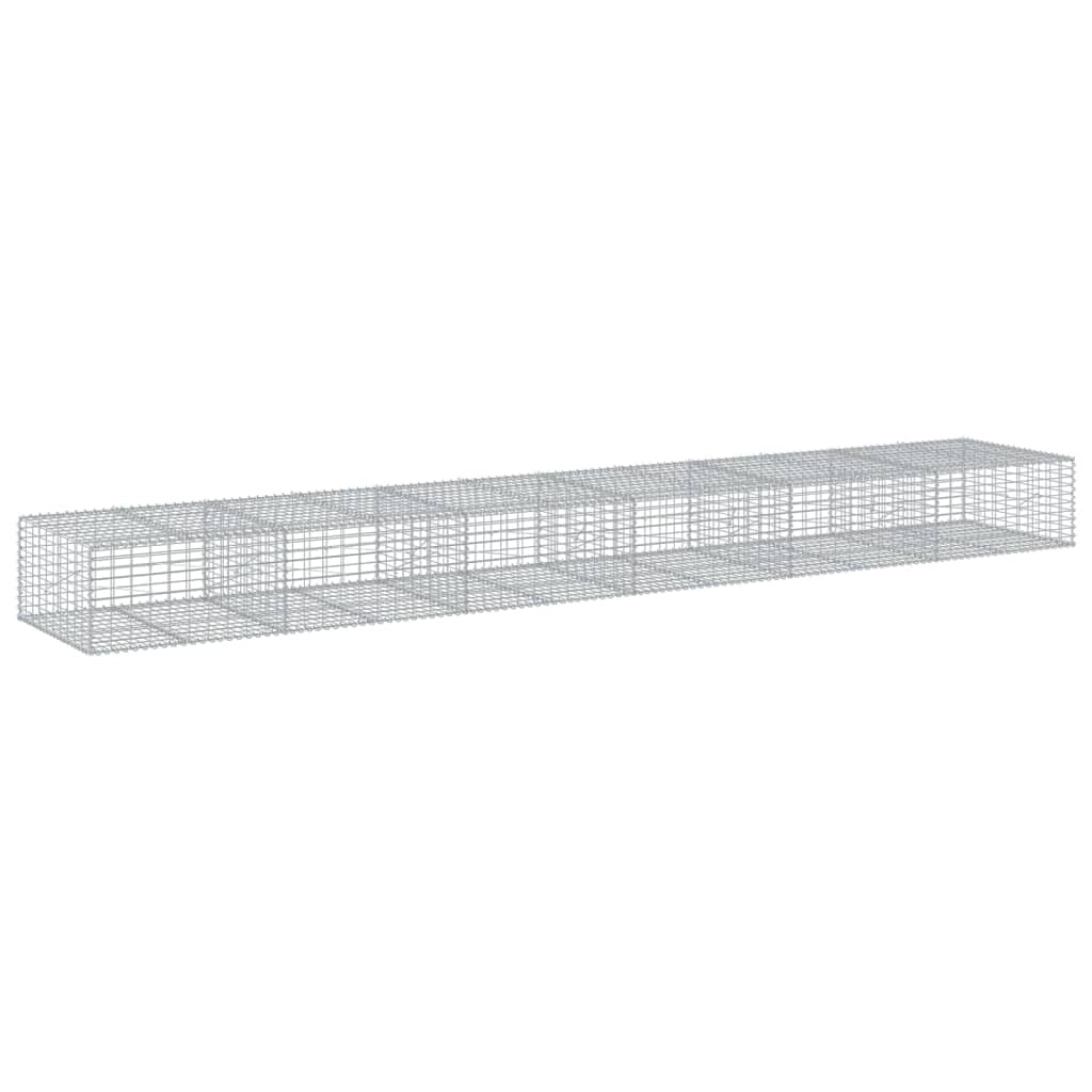 Gavión con tapa, 600 x 100 x 50 cm, cesta de piedra de hierro galvanizado | Cesta de alambre de metal resistente para el jardín para el diseño de paredes de privacidad y cercas en exteriores.