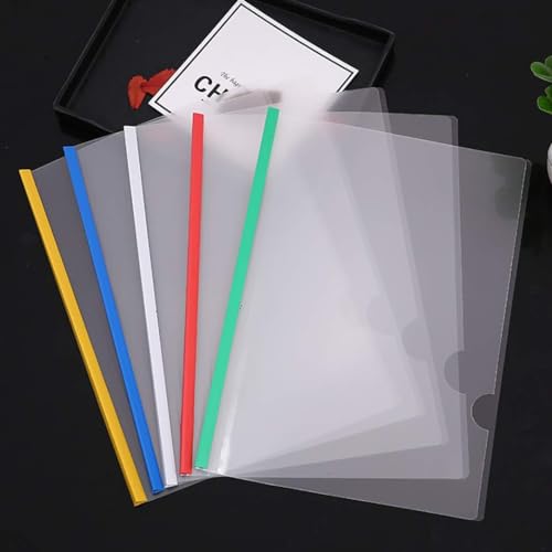 Image of Plastic Strip File Folder for Document Sliding Bar Report Covers,30 Sheet Capacity, Transparent Resume Presentation File Folders Organizer Binder for A4 Size Paper Patti File (30 Pack)