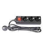 Adam Hall Accessories 8747 S3 - Base de enchufes de 3 tomas con interruptor