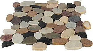 ARK STONE Sliced Pebble Stone tile-Interlocking- Tumbled Marble Tile for Kitchen Backsplash, Wall Tile for Bathroom, Floor Tile, and Shower Wall Tile, 12 in. x 12 in. Mesh-Mounted Mosaic Tile ( Himalaya Multicolor- 6 sq. ft.)