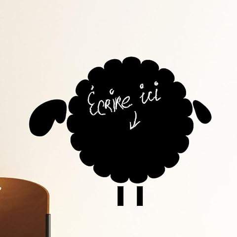 Ambiance Sticker Ardesia - Adesivo da parete con motivo pecore 1, altezza 110 x larghezza 140 cm