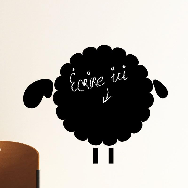 Sticker ardoise tableau noir moutons effaçable adhésif H110xL140 cm