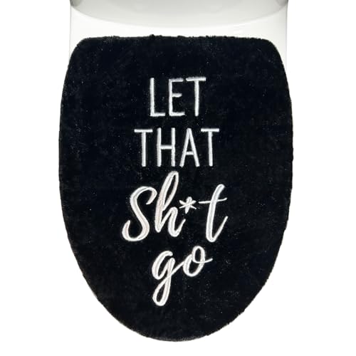 Black Bathroom Decor Toilet Lid Cover Funny Toilet Seat Covers 17.5x15 Soft Restroom Accessories Machine Washable Fits Most Oblong Round Elongated Toilet Lid Cute Home Room Decorations