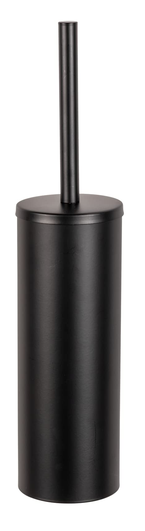 WENKO Turbo-Loc WC-Garnitur Orea Bamboo, geschlossene WC-Bürste aus Schwarz matt lackiertem Edelstahl kombiniert mit Einer Wandhalterung aus Bambus, Befestigung ohne Bohren, 9 x 41,5 x 13 cm