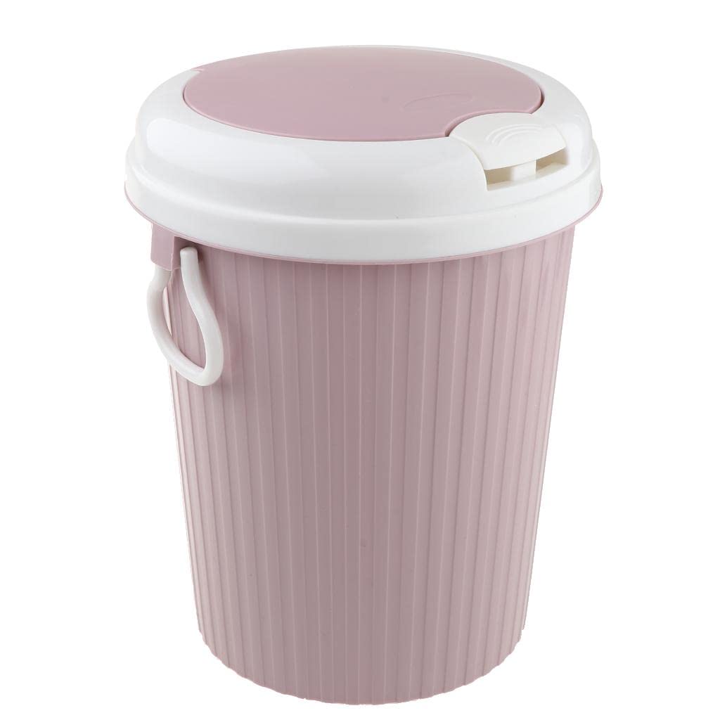 Plastic Touch Top Bin Trash Can Household Garbage Bin Wastebaskets Pink S