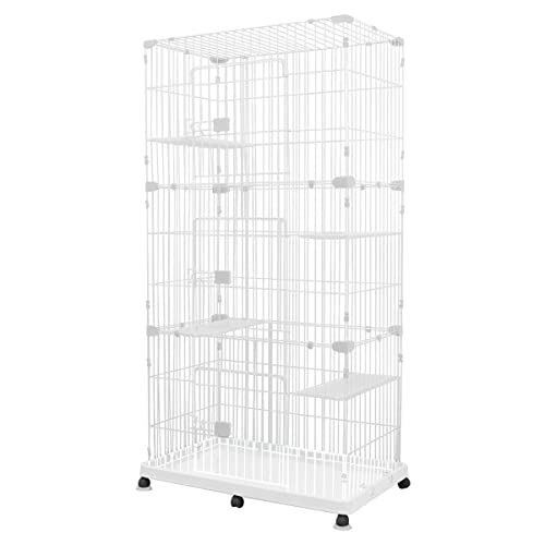 WEIMALL ペットケージ キャットケージ 3段 ワイドタイプ プラケージ (ホワイト)