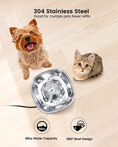 Cat Water Fountain Stainless Steel, UVCANY 2L/67oz Pet Drinking Fountain for Cats Inside, Ultra-Quiet & Dishwasher Safe… - Image 4