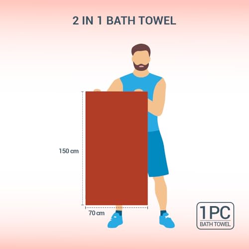 Image of Welspun 100% Cotton Towels for Bath | Towels for Bath Large Size | Welspun Bath Towel - Soft & Absorbent | 250 GSM | 1 Piece Bath Towel for Men /Women | Dobby Solid | 70 cms x 150 cms - Rust