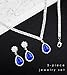 chaoyite Elegant Silver Crystal Wedding Necklace Earrings Bracelet Jewelry Set for Women Brides Bridesmaids Prom Party Costume Accessory Bridal Jewelry (silver-royal blue)