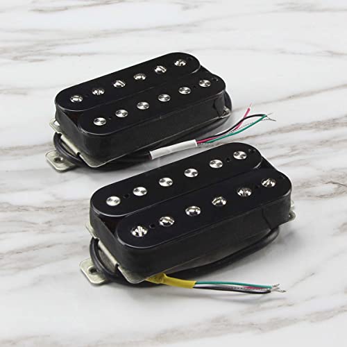FLEOR Conjunto de captador de guitarra Alnico 5 High Output Black Neck and Bridge Humbucker Pickups