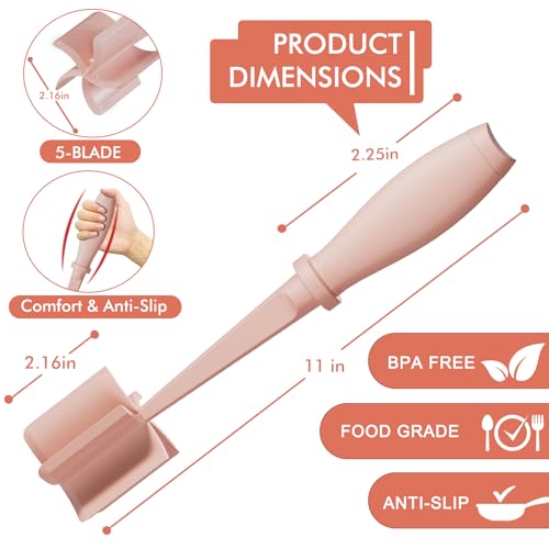 Upgrade Meat Chopper, Heat Resistant Meat Masher for Hamburger Meat, Ground Beef Smasher, Nylon Hamburger Chopper Utensil, Ground Non Stick Mix Chopper Mix Potato Masher Tool (Pink)