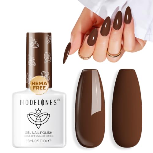 Image of modelones Brown Gel Nail Polish 15ML, Hema Free Pastel Soak-Off UV Fall Gel Polish - 28+Days Long-Lasting Nail Art DIY Manicure Kit Home Salon Women Gifts