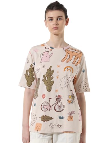Image of ONLY Women's Oversized Printed Pure Cotton T-Shirt