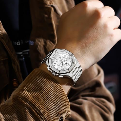 Image of OLEVS Watches for Men Stainless Steel Business Dress Large Easy to Read Analog Watch Waterproof Luminous Casual Luxury Men Watch