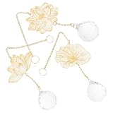 ERINGOGO Catenella Decorativa per Ventilatore da Soffitto Motivo a Fiore di Loto in Cristallo e Ottone, Set 1 Pezzo, Facile da Afferrare, Adatta per Soggiorno e Camera da Letto