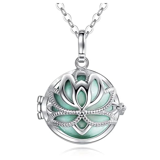 Eudora Harmony Pendentif sphérique Motif Yoga, Lotus, Carillon de Grossesse avec chaîne de 76,2 cm