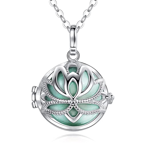 EUDORA Harmony Ball Bisutería Mujer Llamador de Angeles, Loto Sagrado Cadena Colgantes Joyería para Mujer Niña de Circonia Regalos Originales Carillón Música Cadena con Collar, 76,2cm