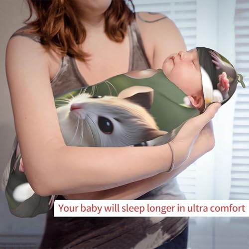 Mouse in Love Print Newborn Swaddle Blanket with Beanie Set, Soft Baby Sleep Sack Receiving Wraps, for Boy Girl 6