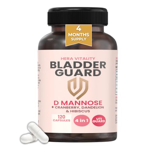 Bladder & Urinary Tract Support Supplement for Women – with D-Mannose, Cranberry, Hibiscus & Dandelion – 120 Vegan Capsules – 4 Month Supply | UK Made by HERA Vitality