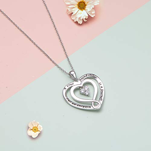 DAOCHONG S925 Sterling Silver Best Friend Friendship BFF Heart Jewelry Pendant Necklace4
