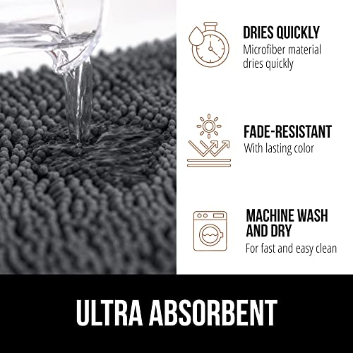 Image of GORILLA GRIP Bath Rug Mat 70x24, Soft Absorbent Chenille, Quick Dry Microfiber Mats, Rubber Backing Washable Shower Floor Rugs, Bathmat Runner, US Designed Bathroom Home Decor Accessories Charcoal