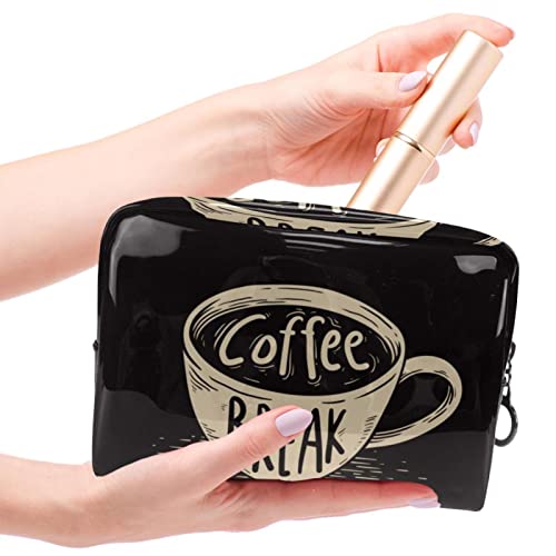 Pochette de maquillage café avec compartiments pour accessoires