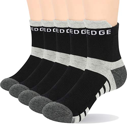 YUEDGE 5 Paires Chaussettes de Running Basses pour Homme Low-Cut Respirantes Anti-Ampoules Chaussettes de Course à Pied Homme (XL)